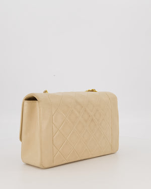 Chanel Vintage Medium Diana Flap Bag in Cream Lambskin Leather with 24K Gold Hardware