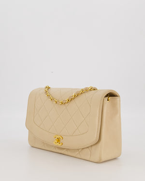 Chanel Vintage Medium Diana Flap Bag in Cream Lambskin Leather with 24K Gold Hardware