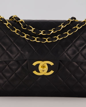 Chanel Black Vintage Maxi Jumbo XL Single Flap Bag in Lambskin with 24K Gold Hardware