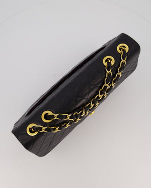 Chanel Black Vintage Maxi Jumbo XL Single Flap Bag in Lambskin with 24K Gold Hardware