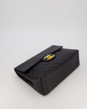 Chanel Black Vintage Maxi Jumbo XL Single Flap Bag in Lambskin with 24K Gold Hardware