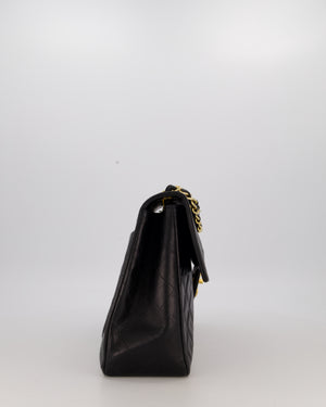 Chanel Black Vintage Maxi Jumbo XL Single Flap Bag in Lambskin with 24K Gold Hardware