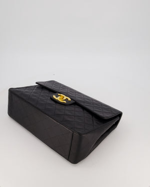 Chanel Black Vintage Maxi Jumbo XL Single Flap Bag in Lambskin with 24K Gold Hardware