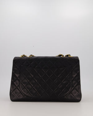 Chanel Black Vintage Maxi Jumbo XL Single Flap Bag in Lambskin with 24K Gold Hardware