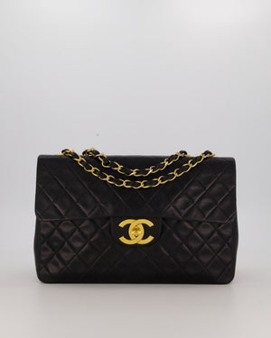 Chanel Black Vintage Maxi Jumbo XL Single Flap Bag in Lambskin with 24K Gold Hardware