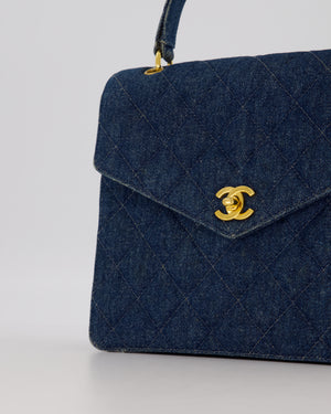 *VERY RARE* Chanel Vintage Denim Medium Top Handle Bag With 24K Gold Hardware