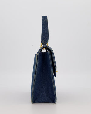 *VERY RARE* Chanel Vintage Denim Medium Top Handle Bag With 24K Gold Hardware