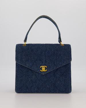 *VERY RARE* Chanel Vintage Denim Medium Top Handle Bag With 24K Gold Hardware