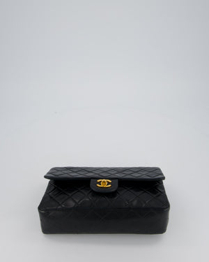 Chanel Vintage Navy Medium Classic Double Flap Bag in Lambskin Leather with 24K Gold Hardware