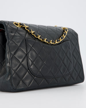 Chanel Vintage Navy Medium Classic Double Flap Bag in Lambskin Leather with 24K Gold Hardware