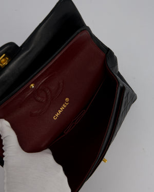 Chanel Vintage Navy Medium Classic Double Flap Bag in Lambskin Leather with 24K Gold Hardware