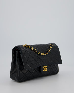 Chanel Vintage Navy Medium Classic Double Flap Bag in Lambskin Leather with 24K Gold Hardware