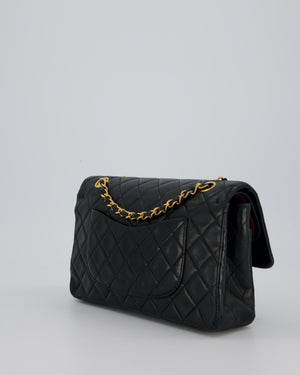 Chanel Vintage Navy Medium Classic Double Flap Bag in Lambskin Leather with 24K Gold Hardware