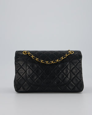 Chanel Vintage Navy Medium Classic Double Flap Bag in Lambskin Leather with 24K Gold Hardware