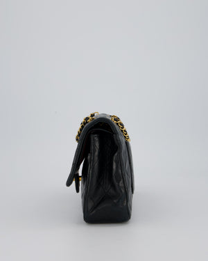 Chanel Vintage Navy Medium Classic Double Flap Bag in Lambskin Leather with 24K Gold Hardware