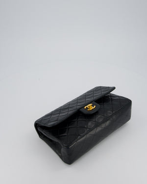 Chanel Vintage Navy Medium Classic Double Flap Bag in Lambskin Leather with 24K Gold Hardware