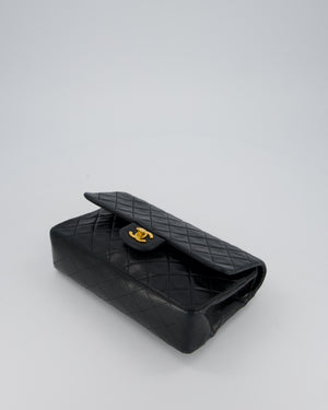 Chanel Vintage Navy Medium Classic Double Flap Bag in Lambskin Leather with 24K Gold Hardware