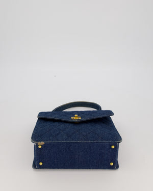 *VERY RARE* Chanel Vintage Denim Medium Top Handle Bag With 24K Gold Hardware