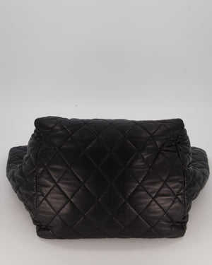 Chanel Black Week End On Mars Tote Bag In Black Lambskin Leather with Ruthenium Hardware