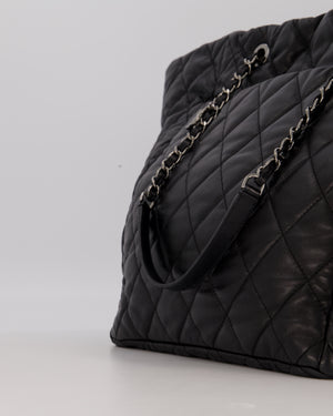 Chanel Black Week End On Mars Tote Bag In Black Lambskin Leather with Ruthenium Hardware