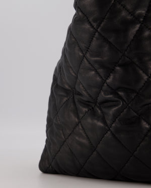 Chanel Black Week End On Mars Tote Bag In Black Lambskin Leather with Ruthenium Hardware