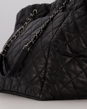 Chanel Black Week End On Mars Tote Bag In Black Lambskin Leather with Ruthenium Hardware