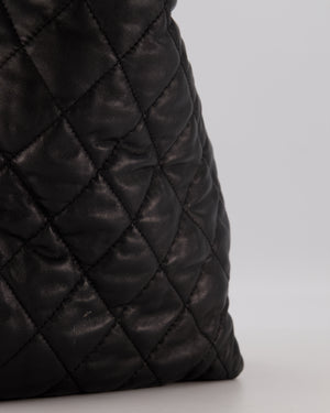 Chanel Black Week End On Mars Tote Bag In Black Lambskin Leather with Ruthenium Hardware