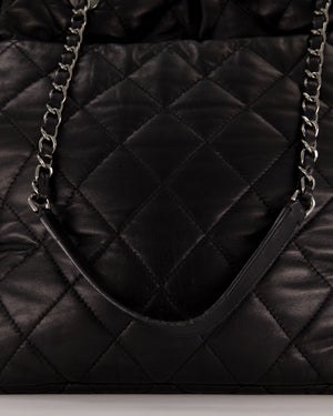 Chanel Black Week End On Mars Tote Bag In Black Lambskin Leather with Ruthenium Hardware