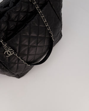 Chanel Black Week End On Mars Tote Bag In Black Lambskin Leather with Ruthenium Hardware