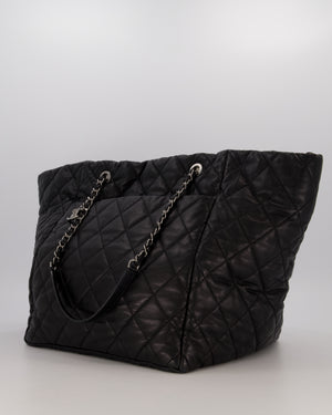 Chanel Black Week End On Mars Tote Bag In Black Lambskin Leather with Ruthenium Hardware