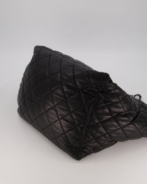 Chanel Black Week End On Mars Tote Bag In Black Lambskin Leather with Ruthenium Hardware