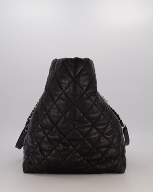 Chanel Black Week End On Mars Tote Bag In Black Lambskin Leather with Ruthenium Hardware