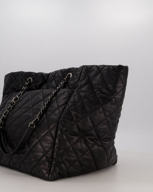 Chanel Black Week End On Mars Tote Bag In Black Lambskin Leather with Ruthenium Hardware
