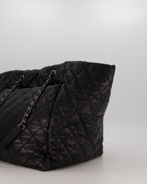 Chanel Black Week End On Mars Tote Bag In Black Lambskin Leather with Ruthenium Hardware