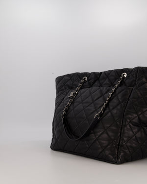 Chanel Black Week End On Mars Tote Bag In Black Lambskin Leather with Ruthenium Hardware