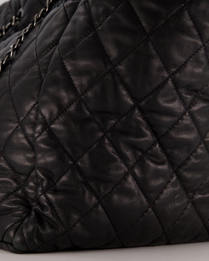 Chanel Black Week End On Mars Tote Bag In Black Lambskin Leather with Ruthenium Hardware