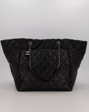 Chanel Black Week End On Mars Tote Bag In Black Lambskin Leather with Ruthenium Hardware