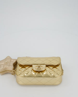 Chanel Hollywood Boulevard Metallic Mirror Mini Flap Bag in Gold Mirror Metallic Calfskin with Gold Hardware and Star Coin Purse