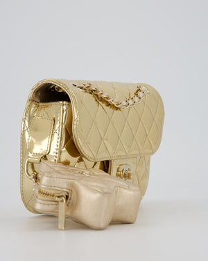 Chanel Hollywood Boulevard Metallic Mirror Mini Flap Bag in Gold Mirror Metallic Calfskin with Gold Hardware and Star Coin Purse