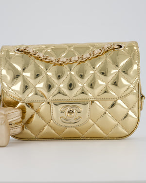 Chanel Hollywood Boulevard Metallic Mirror Mini Flap Bag in Gold Mirror Metallic Calfskin with Gold Hardware and Star Coin Purse