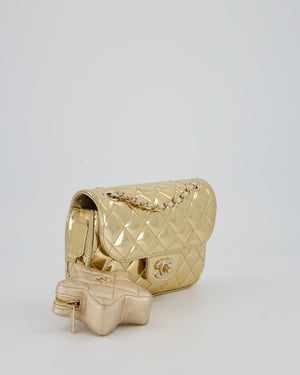 Chanel Hollywood Boulevard Metallic Mirror Mini Flap Bag in Gold Mirror Metallic Calfskin with Gold Hardware and Star Coin Purse