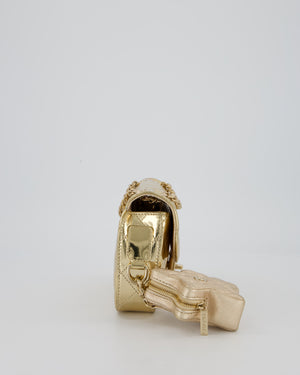 Chanel Hollywood Boulevard Metallic Mirror Mini Flap Bag in Gold Mirror Metallic Calfskin with Gold Hardware and Star Coin Purse