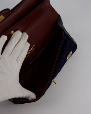 *RARE* Chanel Navy & Burgundy Métiers des Arts Paris-Hamburg Medium Double Flap Bag In Wool & Leather With Nautical Charms And Burgundy Lambskin Leather Strap