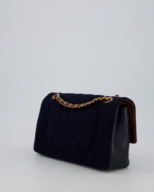 *RARE* Chanel Navy & Burgundy Métiers des Arts Paris-Hamburg Medium Double Flap Bag In Wool & Leather With Nautical Charms And Burgundy Lambskin Leather Strap