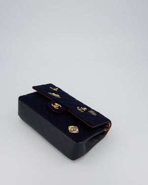 *RARE* Chanel Navy & Burgundy Métiers des Arts Paris-Hamburg Medium Double Flap Bag In Wool & Leather With Nautical Charms And Burgundy Lambskin Leather Strap