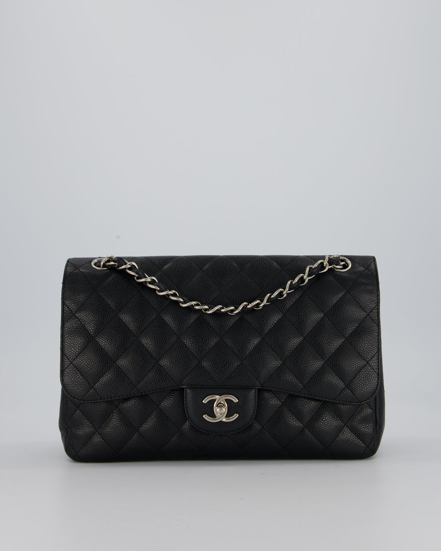 Chanel Jumbo Classic Double Flap Bag in Black Caviar Leather with Silver Hardware RRP £9,540