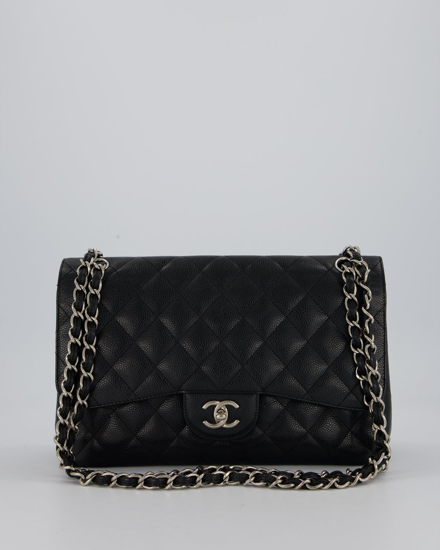 Chanel Jumbo Classic Double Flap Bag in Black Caviar Leather with Silver Hardware RRP £9,540