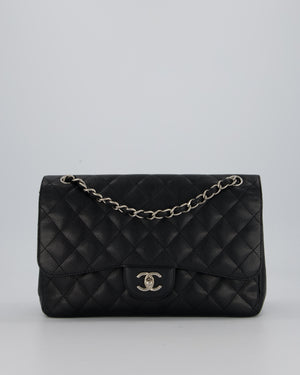 Chanel Jumbo Classic Double Flap Bag in Black Caviar Leather with Silver Hardware RRP £9,540