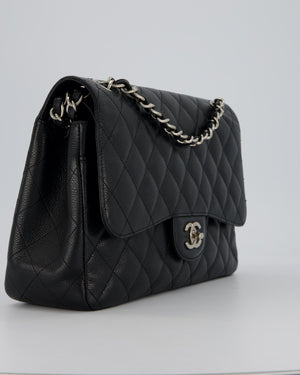 Chanel Jumbo Classic Double Flap Bag in Black Caviar Leather with Silver Hardware RRP £9,540