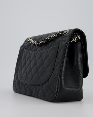 Chanel Jumbo Classic Double Flap Bag in Black Caviar Leather with Silver Hardware RRP £9,540